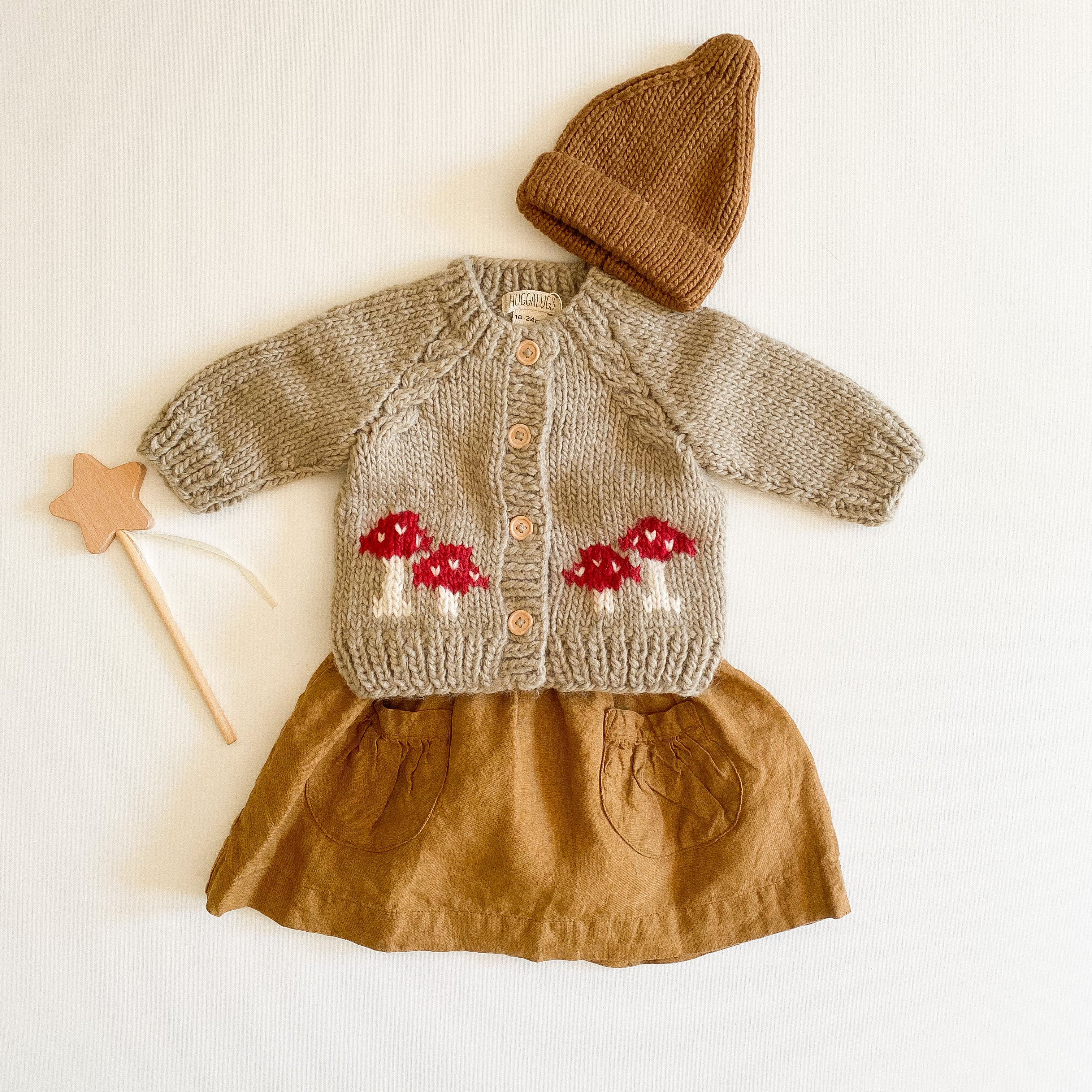 Hand Knit Cardigan, Mushroom