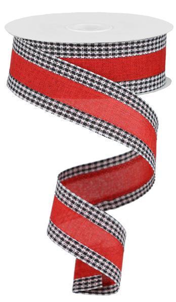 Deep Red Rustic Gingham Ribbon, 40mm 1 9/16in Wide sold per Metre