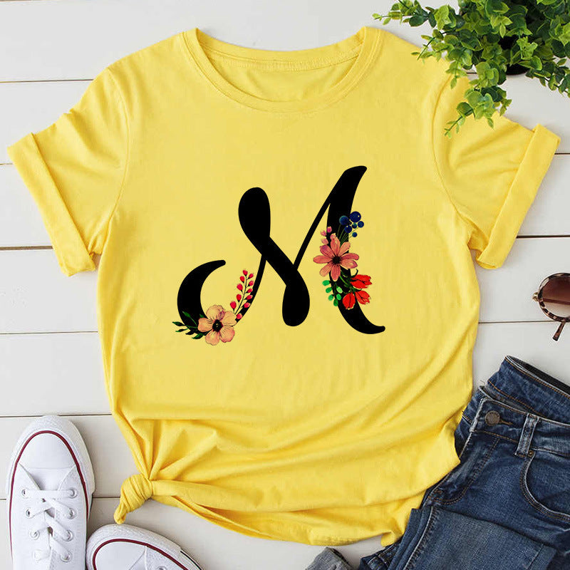 Custom Name Letter Combination Womens High Quality Print T-shirt