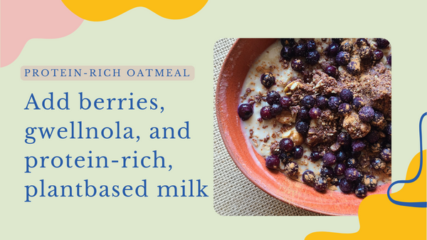 Oatmeal with protein-rich gwellnola and blueberries