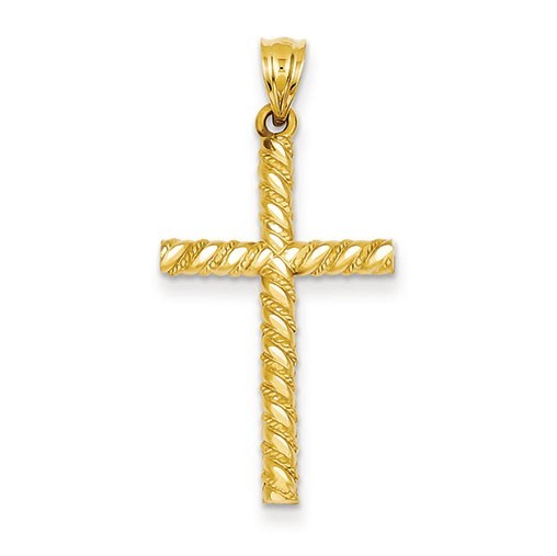 14k Diamond -Cut & Satin Cross Pendant