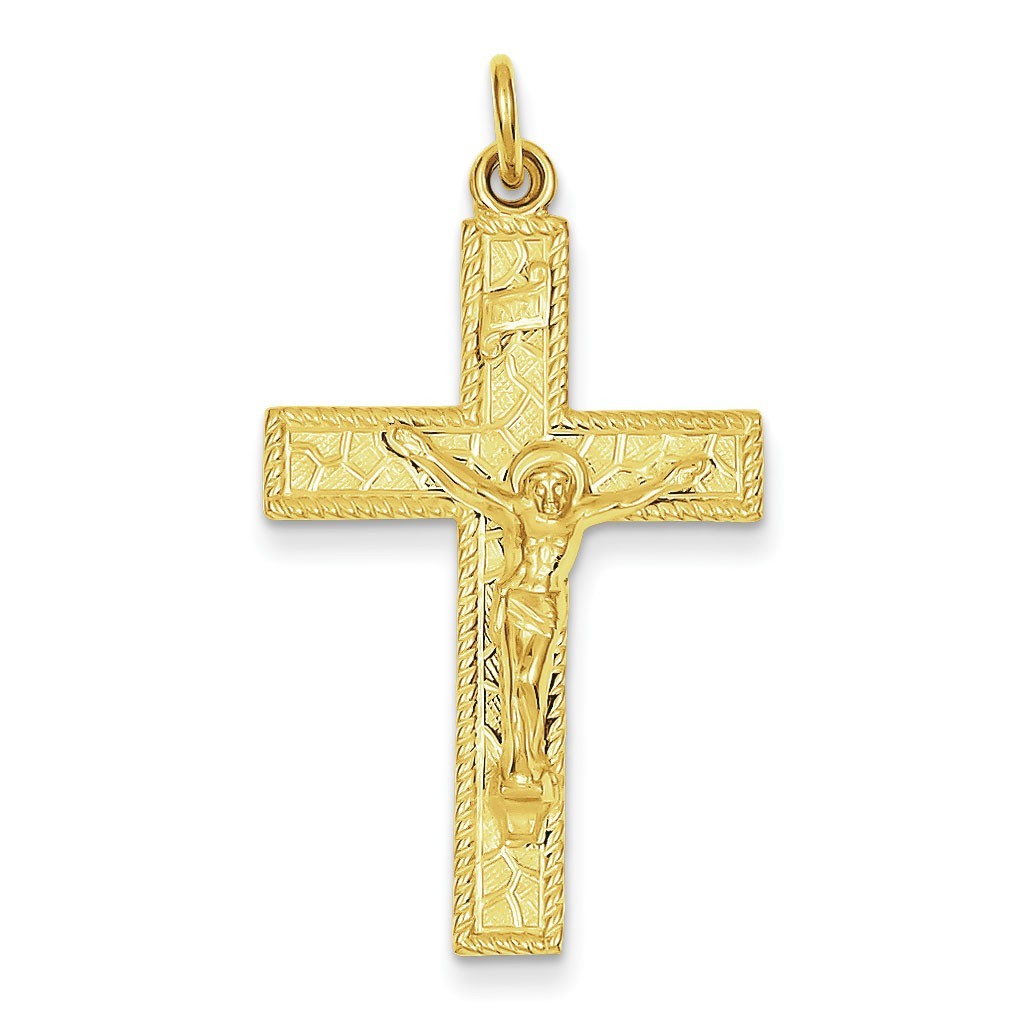 Mens Crucifix 24K Gold over Sterling Christ Cross Jesus A-M Religious Gifts  Church Goods
