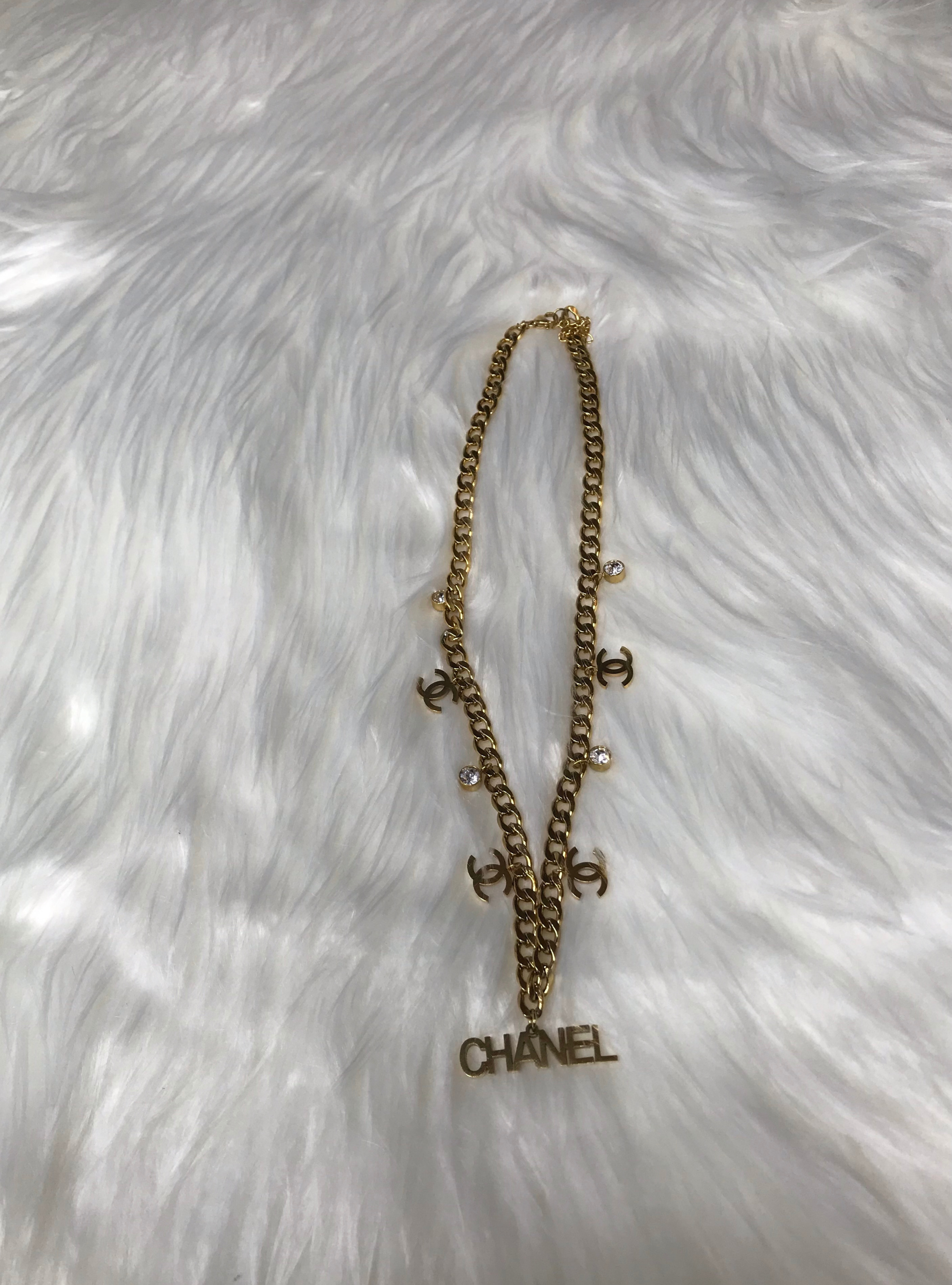 LV Re-Worked Lock Chain Necklace