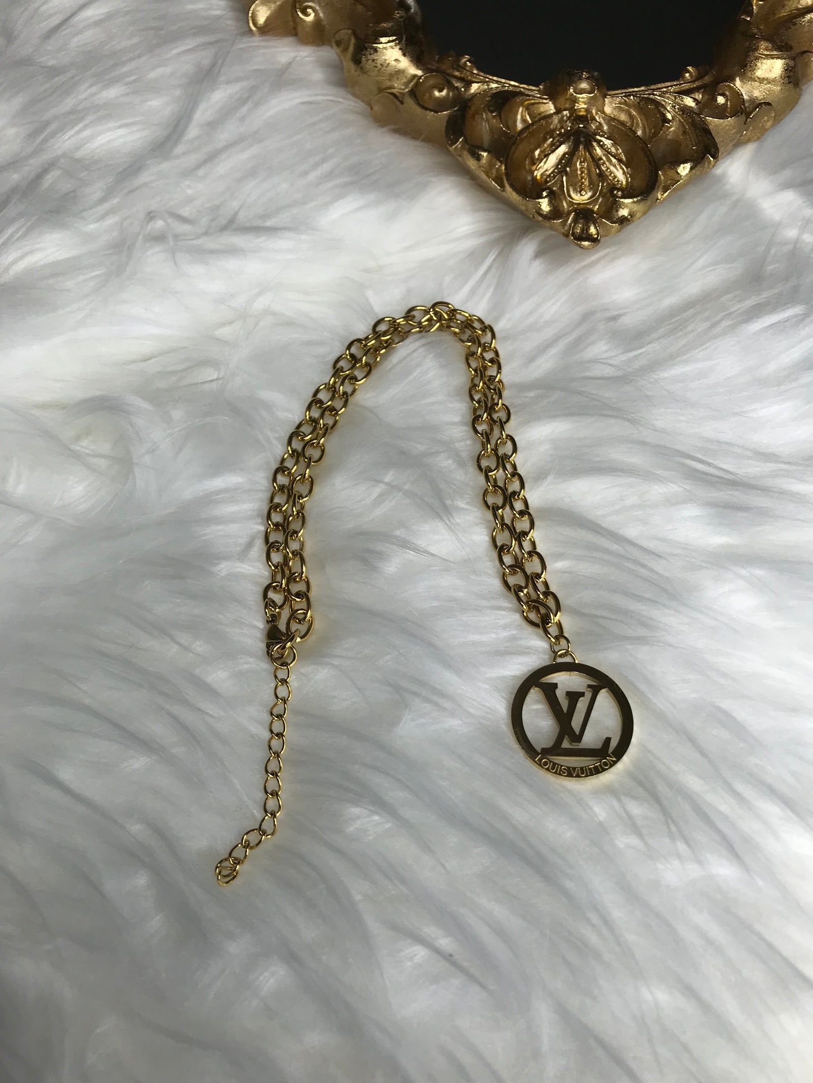 LV Re-Worked Lock Chain Necklace