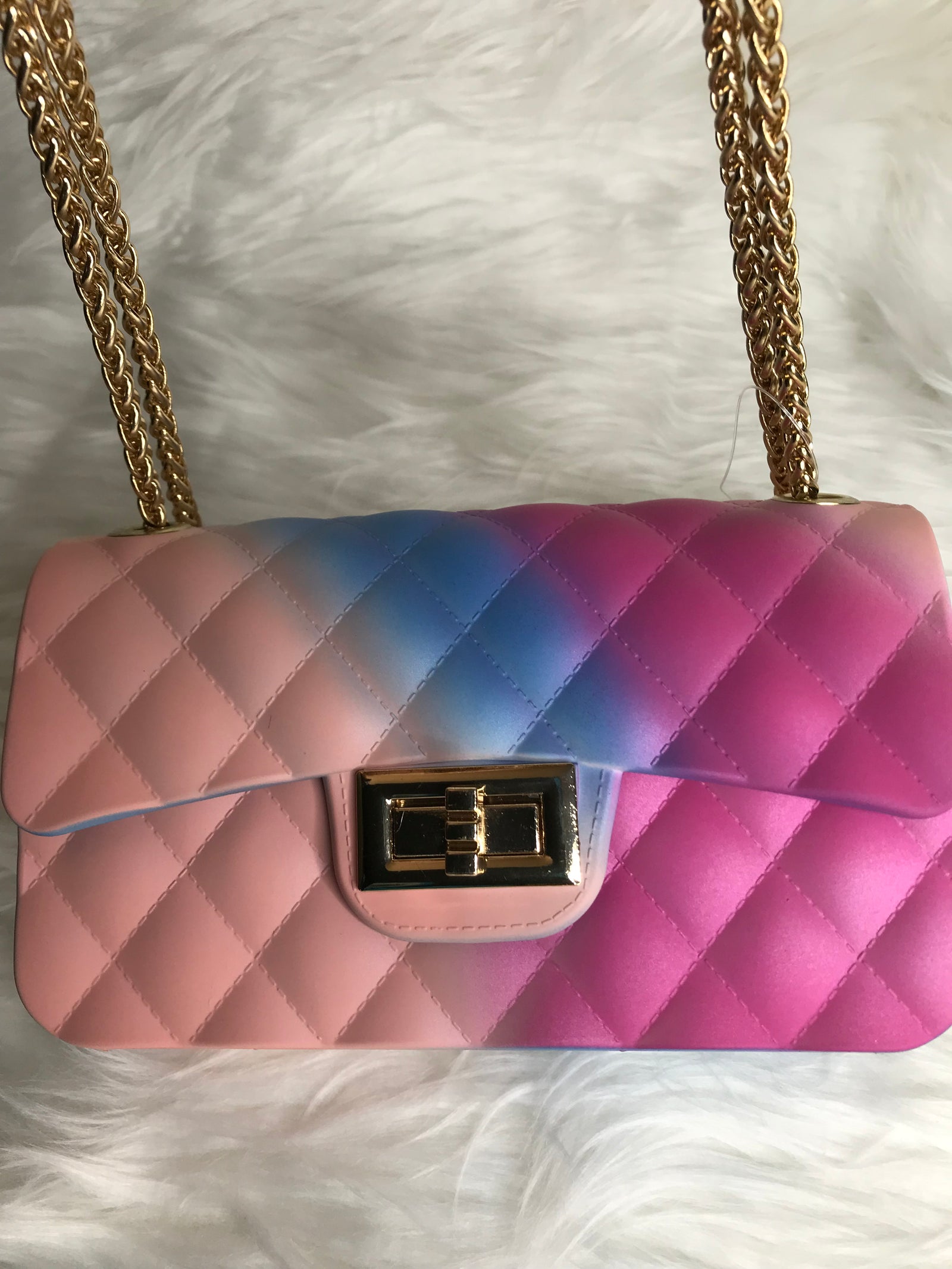 Trendy Rainbow Jelly Shoulder Bag Quilted Crossbody 