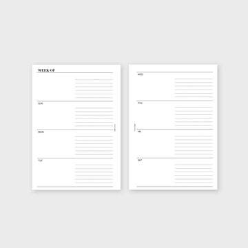 PRINTED WO2P Vertical Edition Pocket Weekly Planner Inserts 