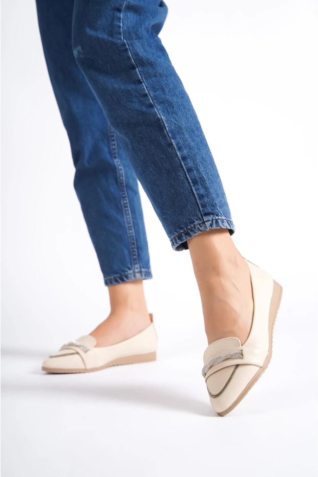 Women's Flat Heeled Ballerinas with Stones