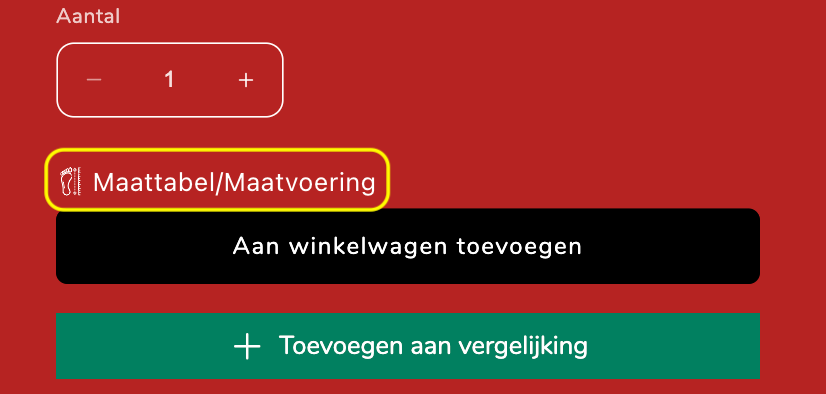 Maattabel/maatvoering