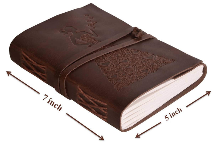 Unique Leather Diary Princess with Heart Embossed Journal Vintage Artist Sketchbook - Crafted Ocean