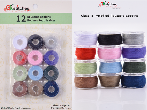 12 pcs Bobbins class 15 – Gkstitches