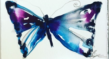 Bianca Raffaella Blue and purple butterfly #SophiesPostcard2022