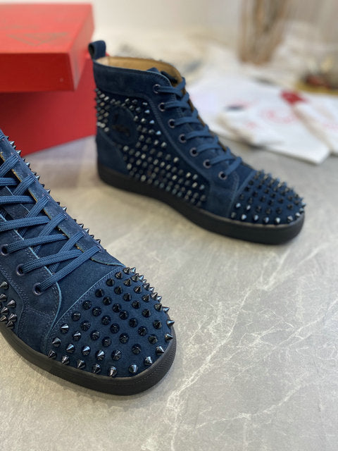 Loubs High Top Suede Spikes Navy#N#– Official CKickz