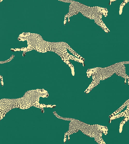 Scalamandre Clementine Leaping Cheetah Peel & Stick Wallpaper