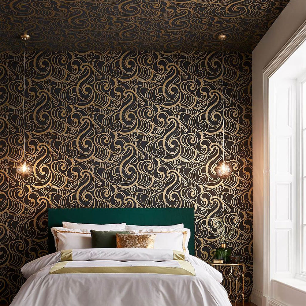 105272 - Graham & Brown, Hula Swirl Guilded Removable Wallpaper