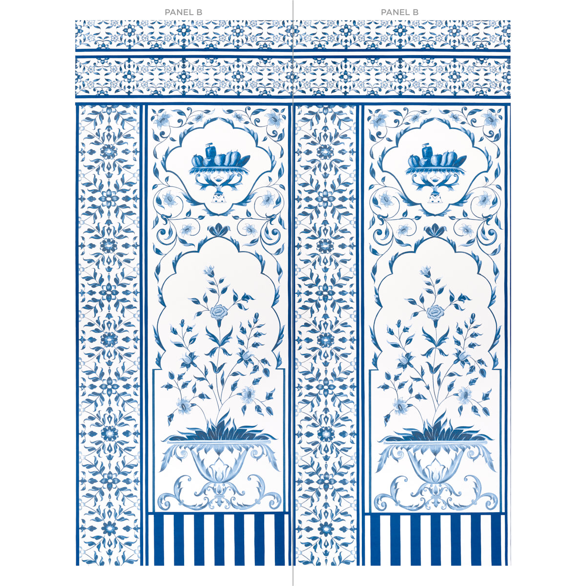 5014420 Mughal Garden Panel B Blue by Schumacher Wallpaper