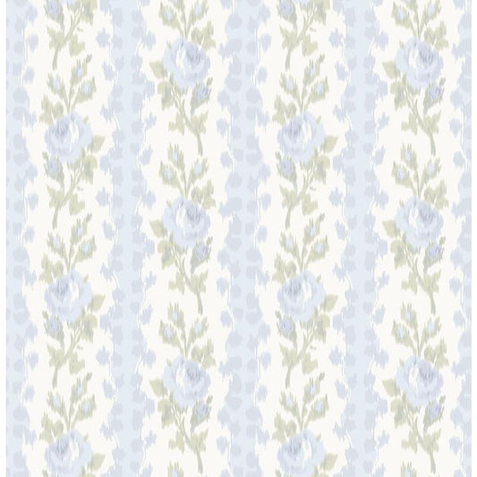 A Street Prints AST4649 Marigold Wreath Pastel Peach Floral Stripe Wallpaper