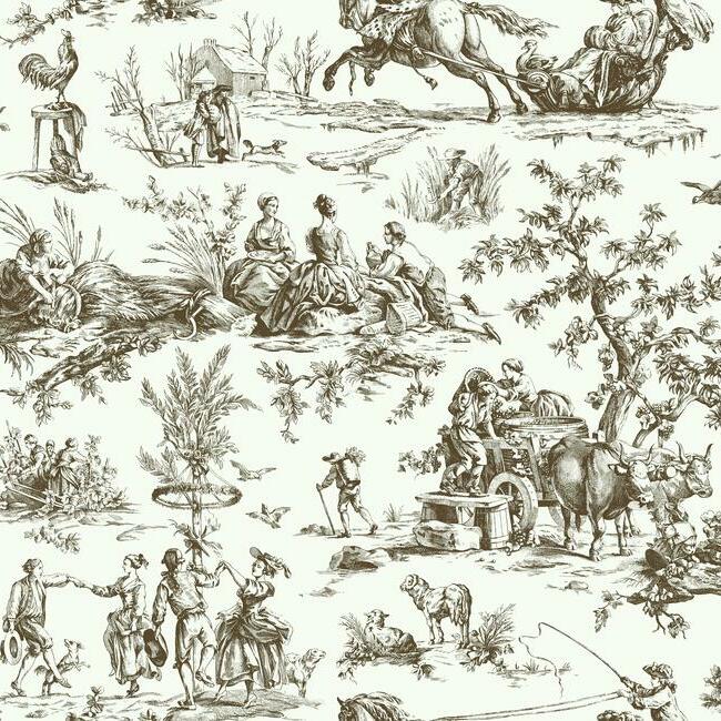 GR5925 | Grandmillennial, Seasons Toile Red York Wallpaper