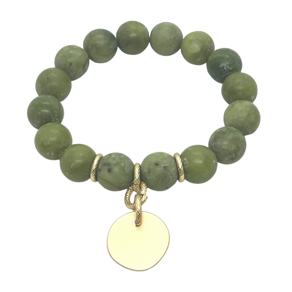 Reiki Charged Original Green Aventurine Crystal Bracelet with Turtle charm