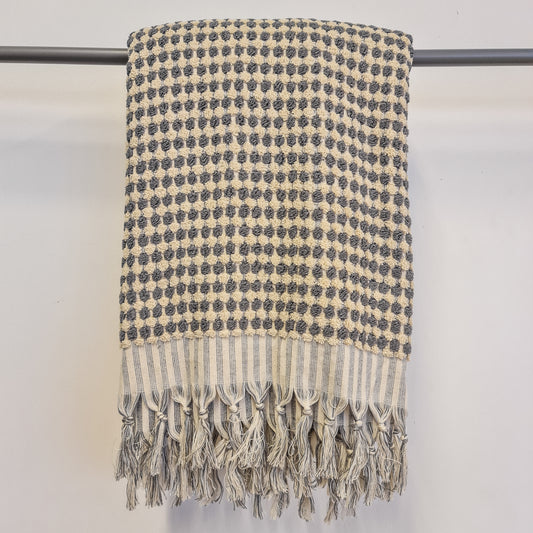 Hand-loomed Turkish Cotton Towel - Black Dots