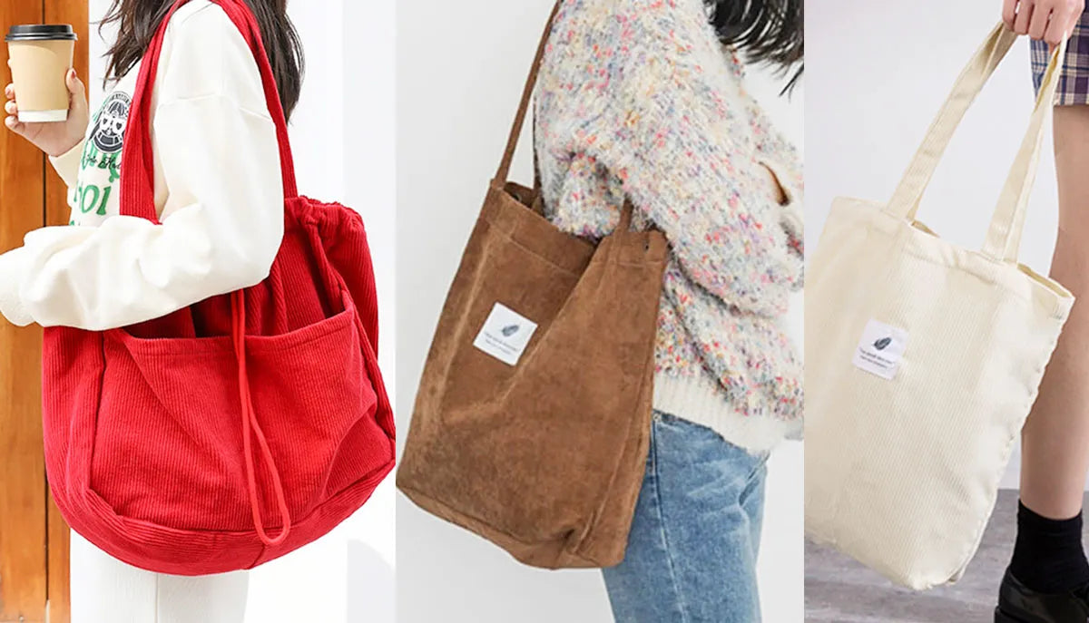 Tote bag velours portée main et épaule