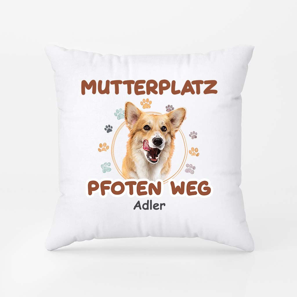 Mutterplatz Pfoten Weg - Personalisiertes Geschenk | Kissen für Hundeliebhaber - Dietollemode product image