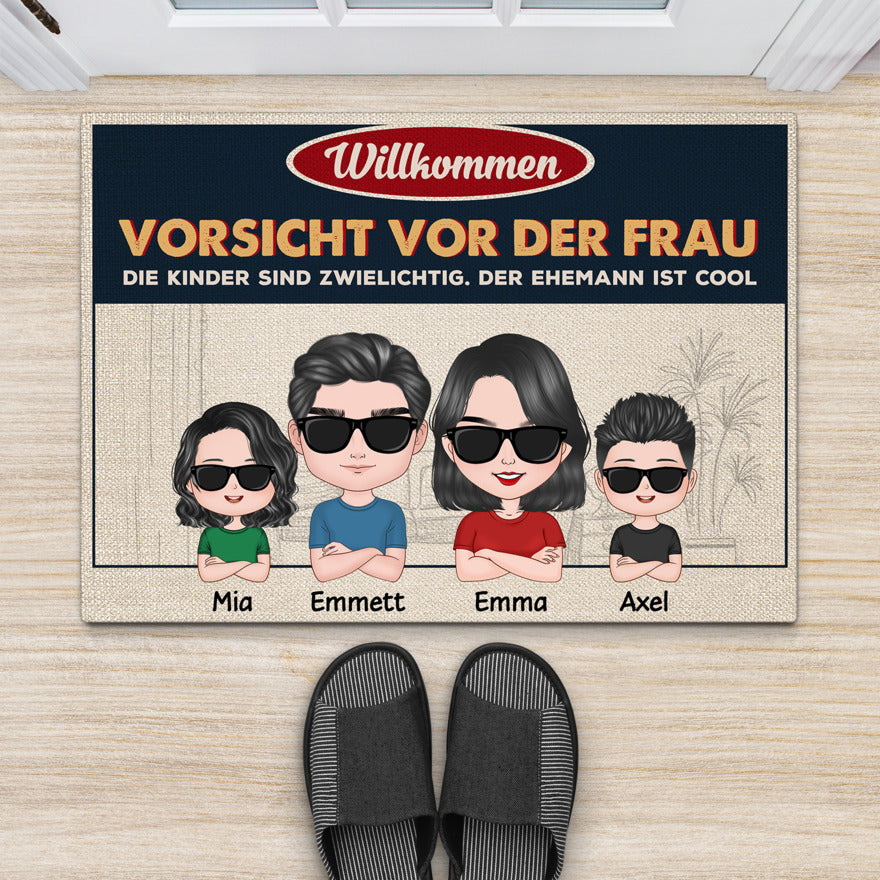 Personalisierte Fußmatte für Familie Papa Mama