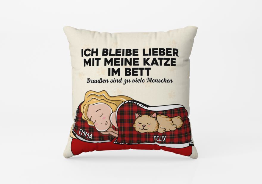 Personalisiertes Kissen für Katzenbesitzer Mädchen