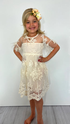 Ivory Lace Girls Dress - Noelle Childrens Boutique