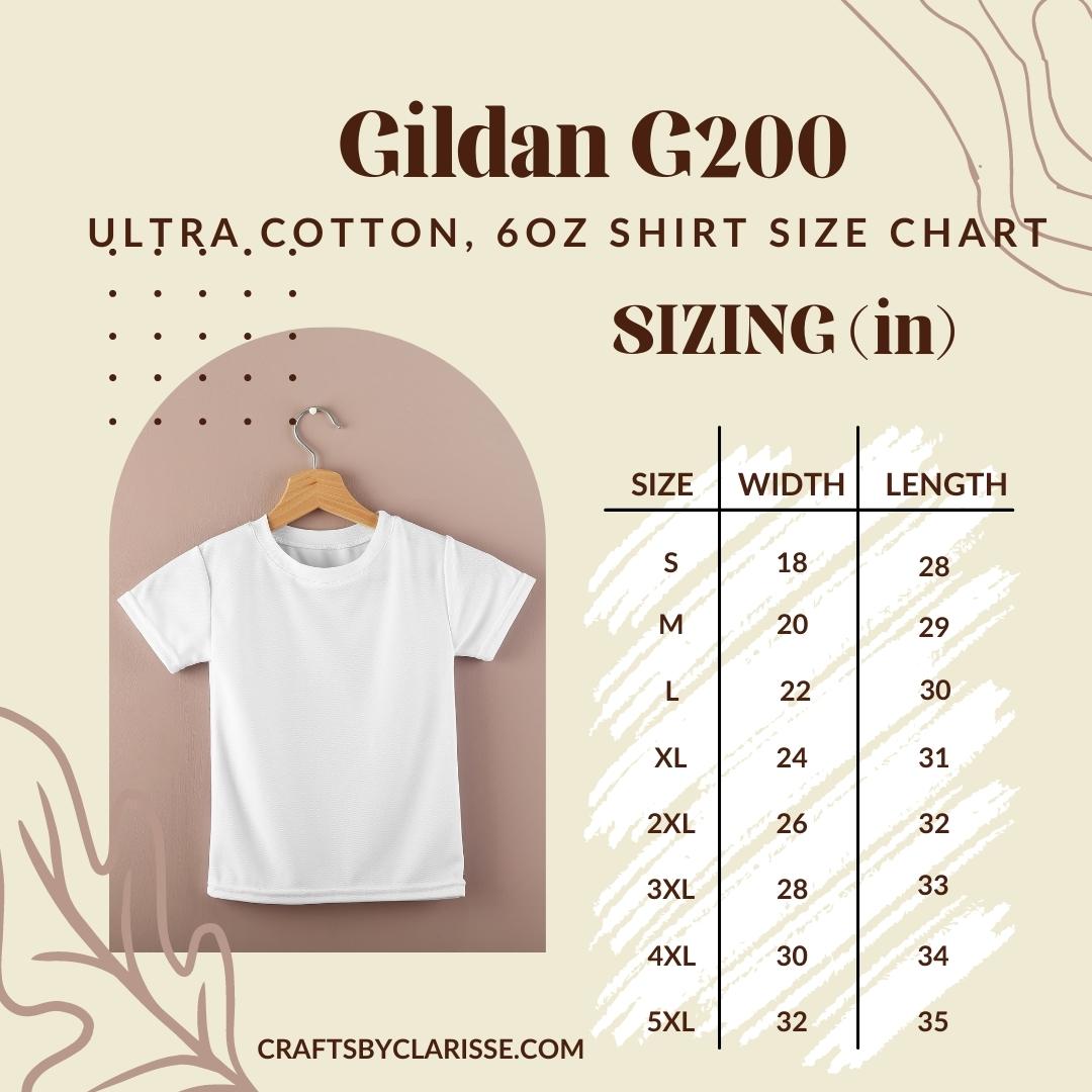 Gildan G200 Shirt Size Chart – CraftsbyClarisse