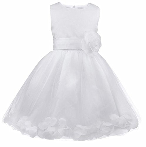 iEFiEL Girls Kids Wedding Party Darling Petals Bowknot Flower Dress White 8