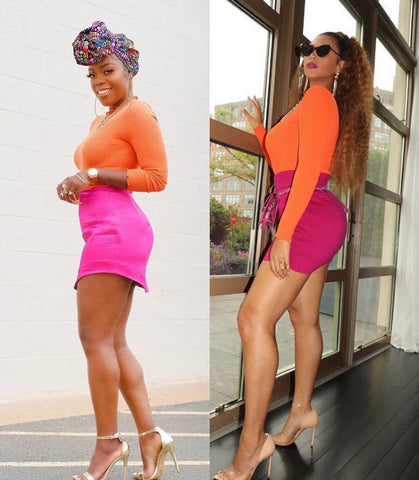 headwrap, beyonce, orange and pink