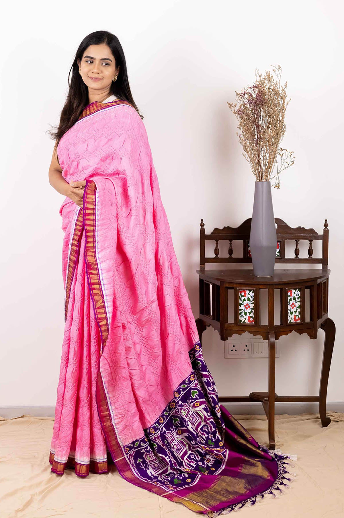 Grey Traditional Bandhani Designer Saree, Silk Blend, 5.5 Mtr at Rs 1598 in  Surat