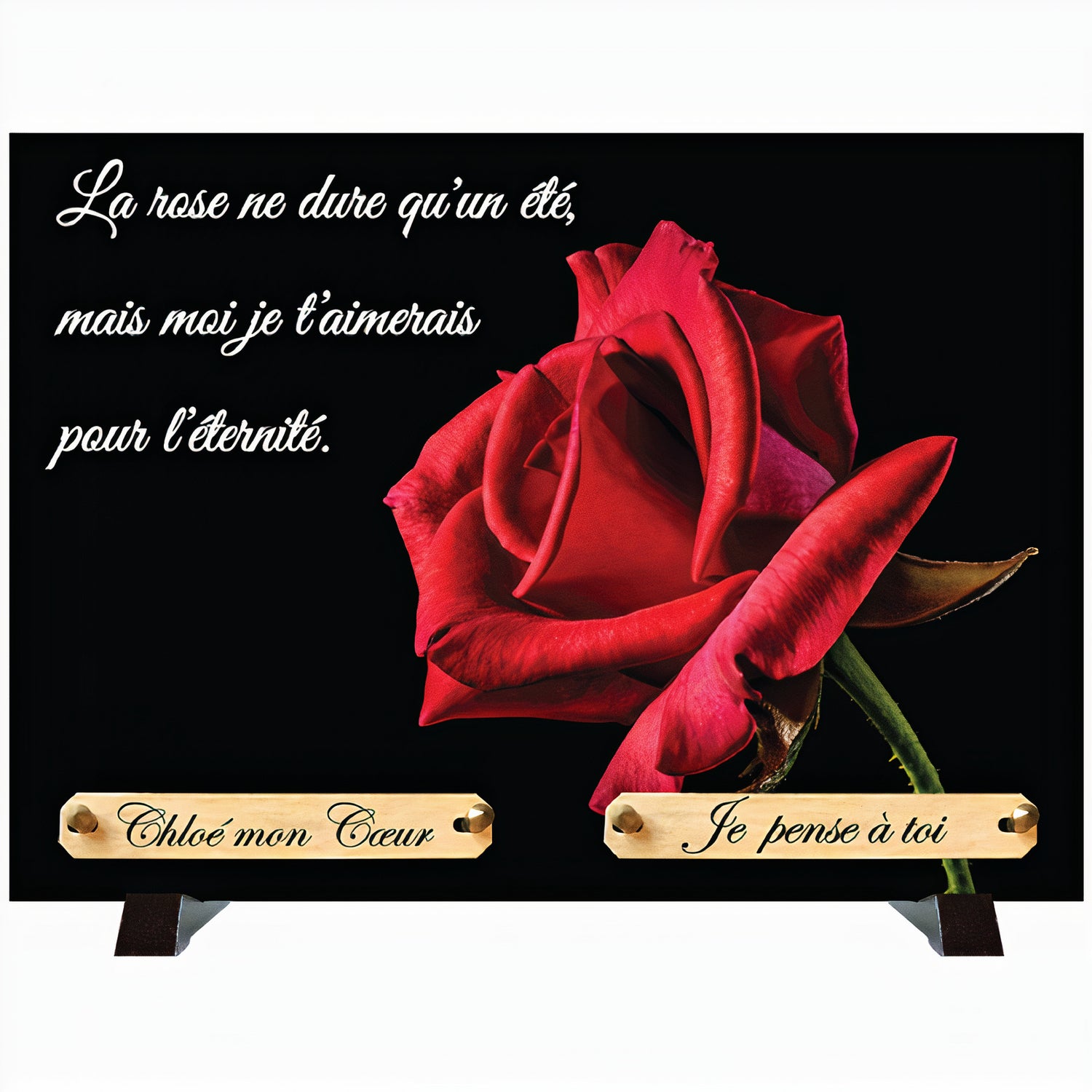 Plaque funéraire Rose Amour – Deuil fleuri