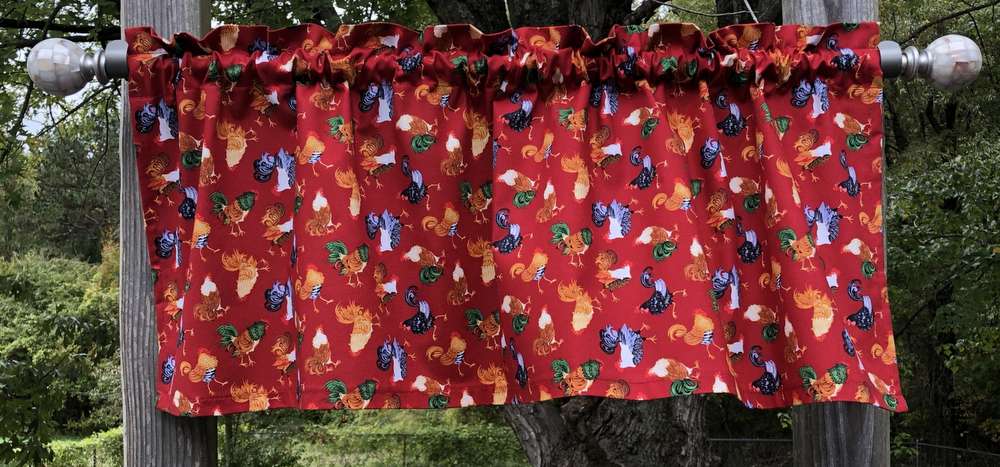 Curtains Roosters Chicken Valance Barnyard Farm Rooster Country Farmhouse Curtain Valance
