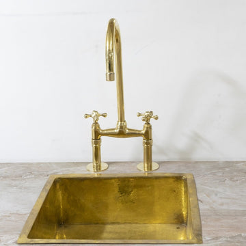 P24600CRULB by Kallista - Sink Faucet, Traditional Spout, Cross Handles -  Unlacquered Brass