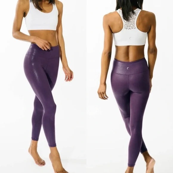 Zyia Light N Tight Leggings Womens Size 8-10 Purple Ombre High Rise Shaping  LNT