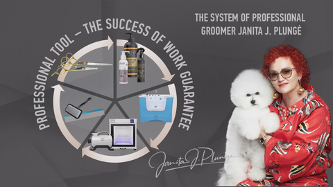 Janita's grooming system which includes equipment, tools, and coat care products