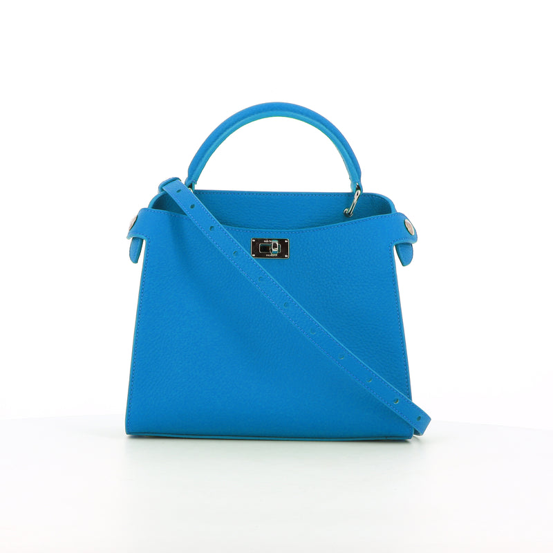 LEATHER HANDBAG LUTECE MINI TRANSAT BLUE – Michino Paris