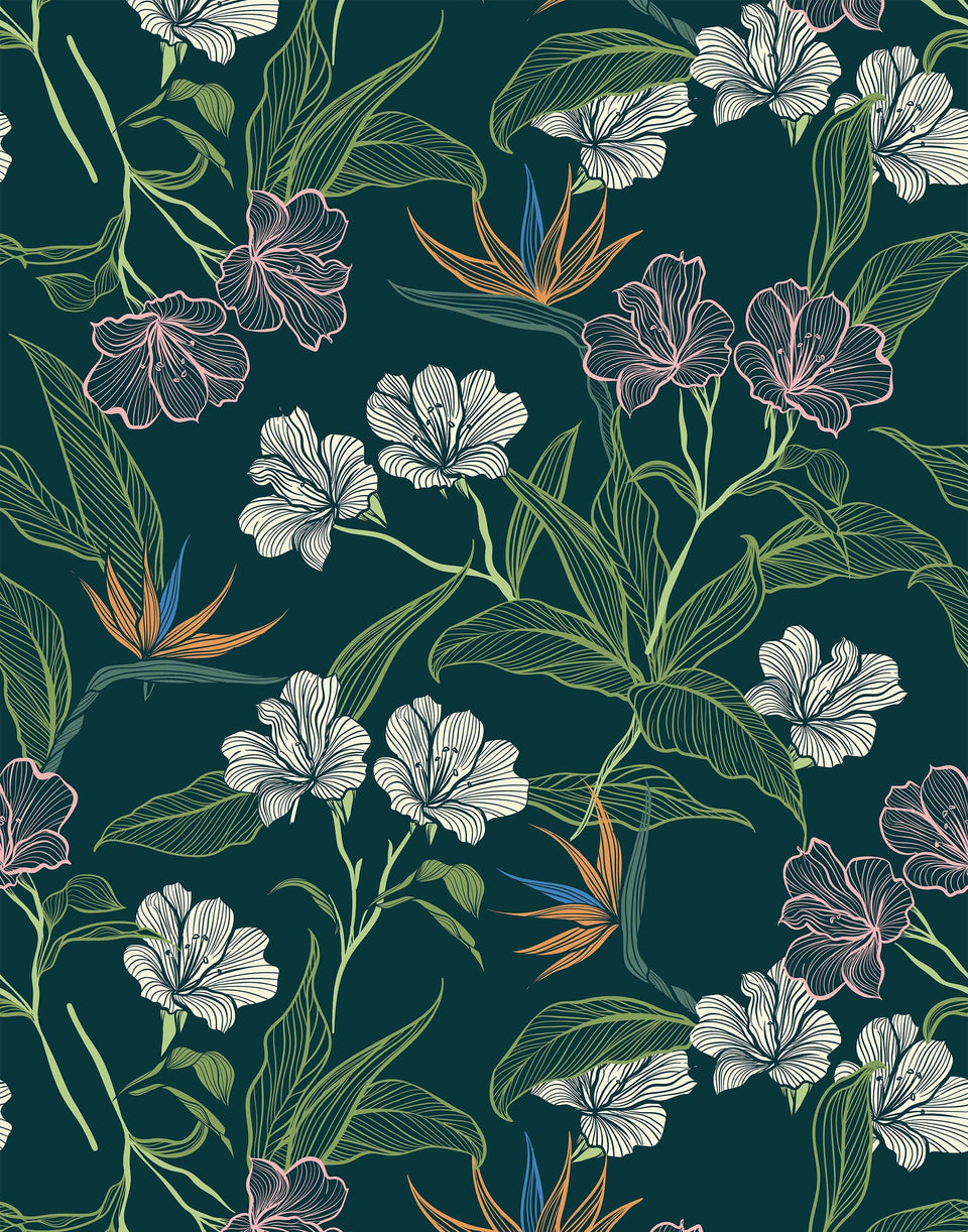 Seamless Dark Green And Purple Floral Wallpaper Pattern Royalty Free SVG  Cliparts Vectors And Stock Illustration Image 32408037