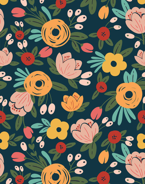 Modern Illustrated Floral Wallpaper | Bobbi Beck | Bobbi Beck