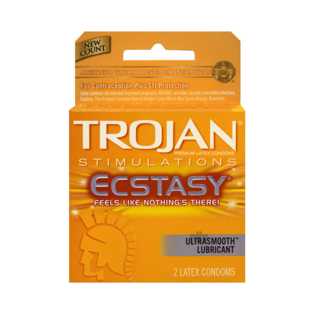 Trojan Ultra Ribbed Ecstasy Lubricated Condoms 2 Pack C 7603