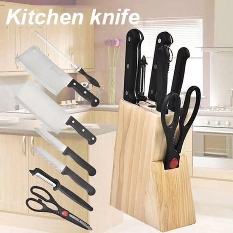 knife set with wooden stand