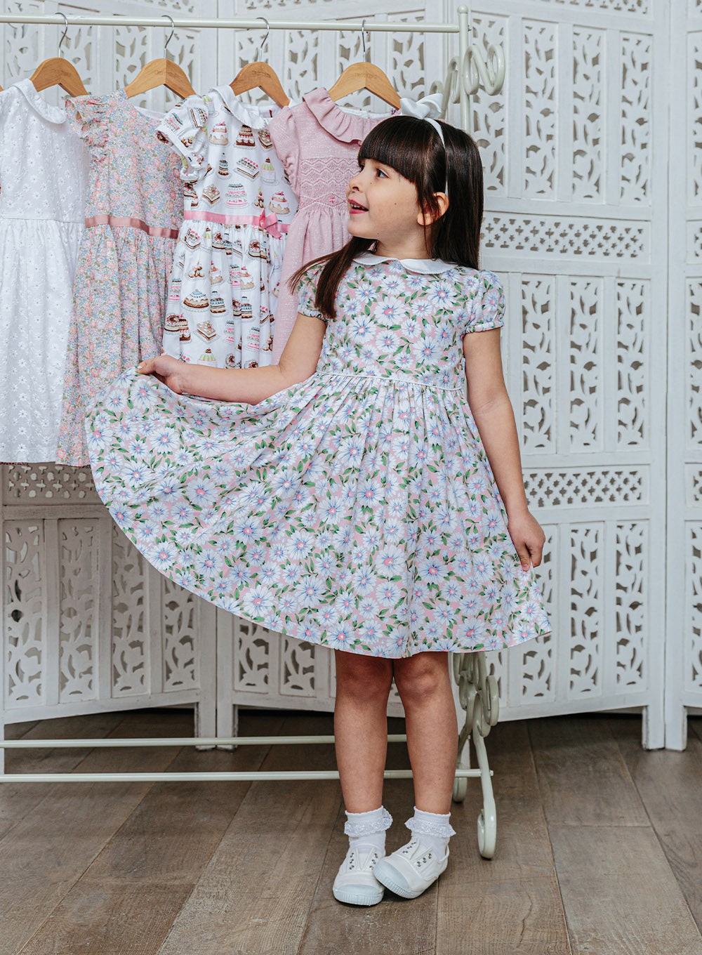 Confiture Girls Catherine Daisy Dress Pink Daisy | Trotters London –  Trotters Childrenswear USA