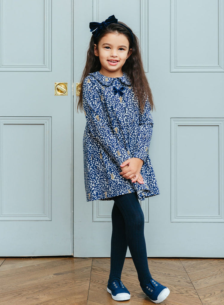 Girls Louise Jersey Dress Blue Rose | Trotters – Trotters