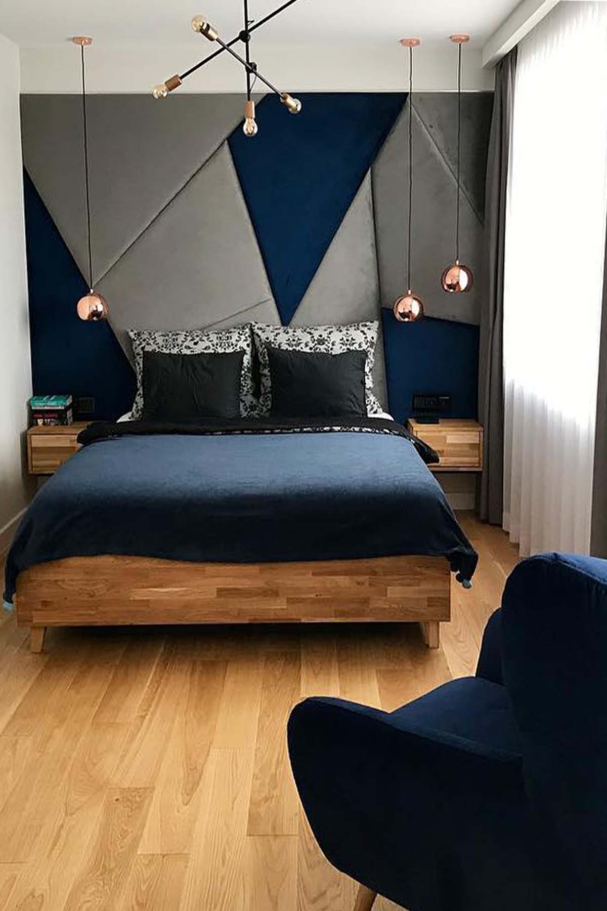 Navy blue bedroom - what furniture will suit
