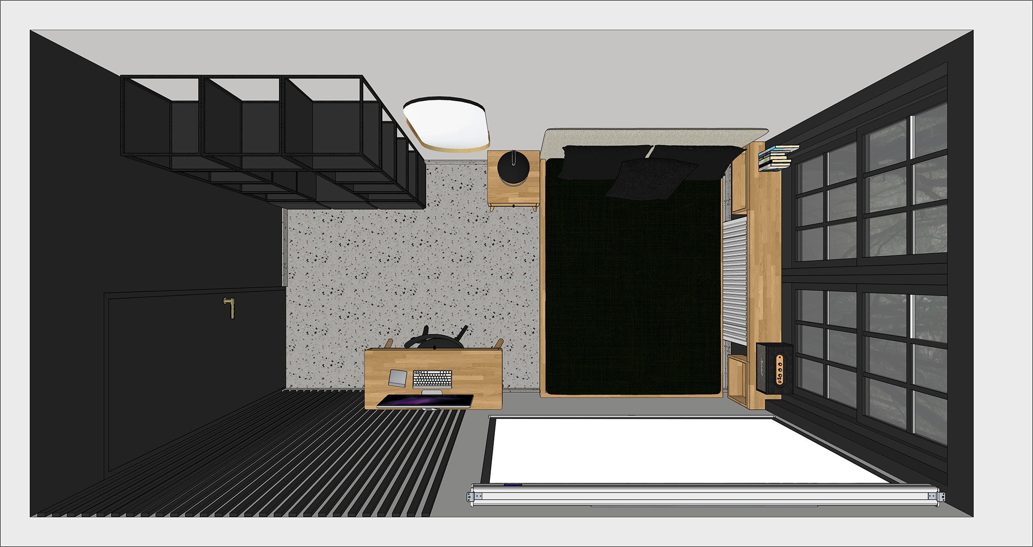 How to arrange a long narrow room in a block of flats