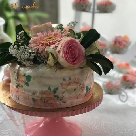 Gâteau de fiançailles fleuri sur commande - Délicecupcake