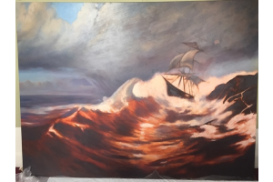 Cloning Neptune Gallery Image of Boat Painting in the Middle of a Storm from H Lee White Maritime Museum Oswego NY