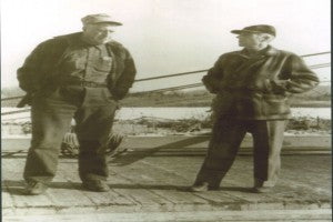 Derrick Boat 8 Gallery Image of Two Founders in Black and White from H Lee White Maritime Museum Oswego NY