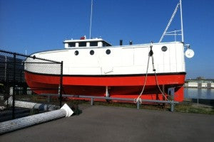 Eleanor D Gallery Image of Red Black and White Boat by Dock from H Lee White Maritime Museum Oswego NY